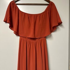 Rust Orange Off-Shoulder Dress - BalticBorn M